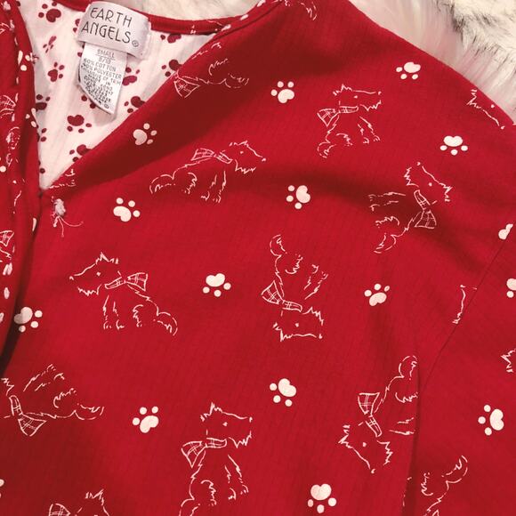 Vintage Earth Angels Red Scottish Terrier Puppy Dog Print Shirt - Picture 4 of 11